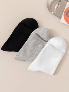 1/5/10/15 Pairs Unisex Socks, Thick Cuff Sports Socks, White & Black & Grey Mid-Calf Socks, Long Socks, Solid Color Minimalist Fashion Casual, Suitable For Daily Wear And Indoor Use - Multicolor - View 6