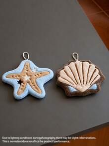 2pcs/1pc Starfish & Seashell Shaped Hanging Hand Towels, Soft Absorbent Quick-Dry Kitchen & Bathroom Towels With Ring Design, Ocean Beach Decor With Hanging Ring, Reusable Plush Hand Towels Suitable For Sink, Guest Bathroom, RV, Dorm And Housewarming Gift - Multicolor - View 12