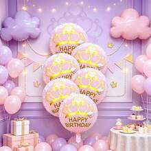 18 Inch Crown Pink & White Happy Birthday Round Foil Balloon, Party Birthday Celebration Atmosphere Decoration, Indoor Display - Multicolor - View 3