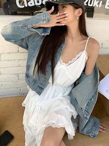 Spring/Summer New Denim Short Jacket Loose Washed Petite Vintage Fashion Elegant Top Women - Blue - View 9