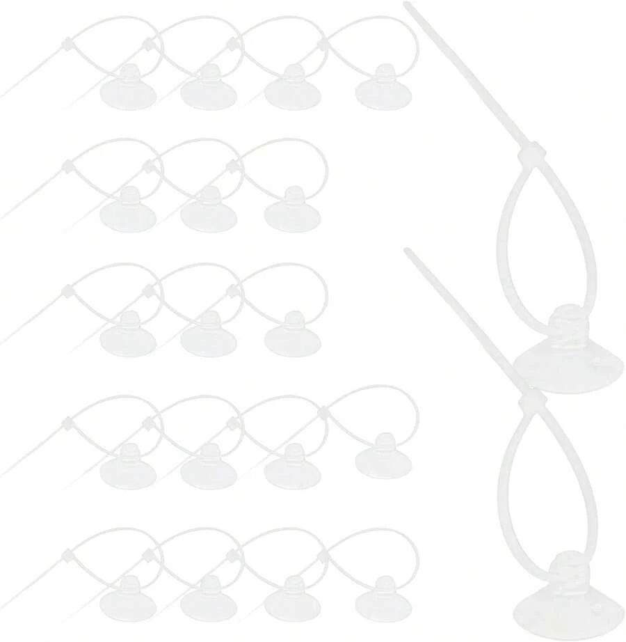 20 Pack Aquarium Suction Cups |   Suction Cup With Clip, Adjustable Ties, Holding Airline Tubing CO2 Hose - 30 Pcs - View 1