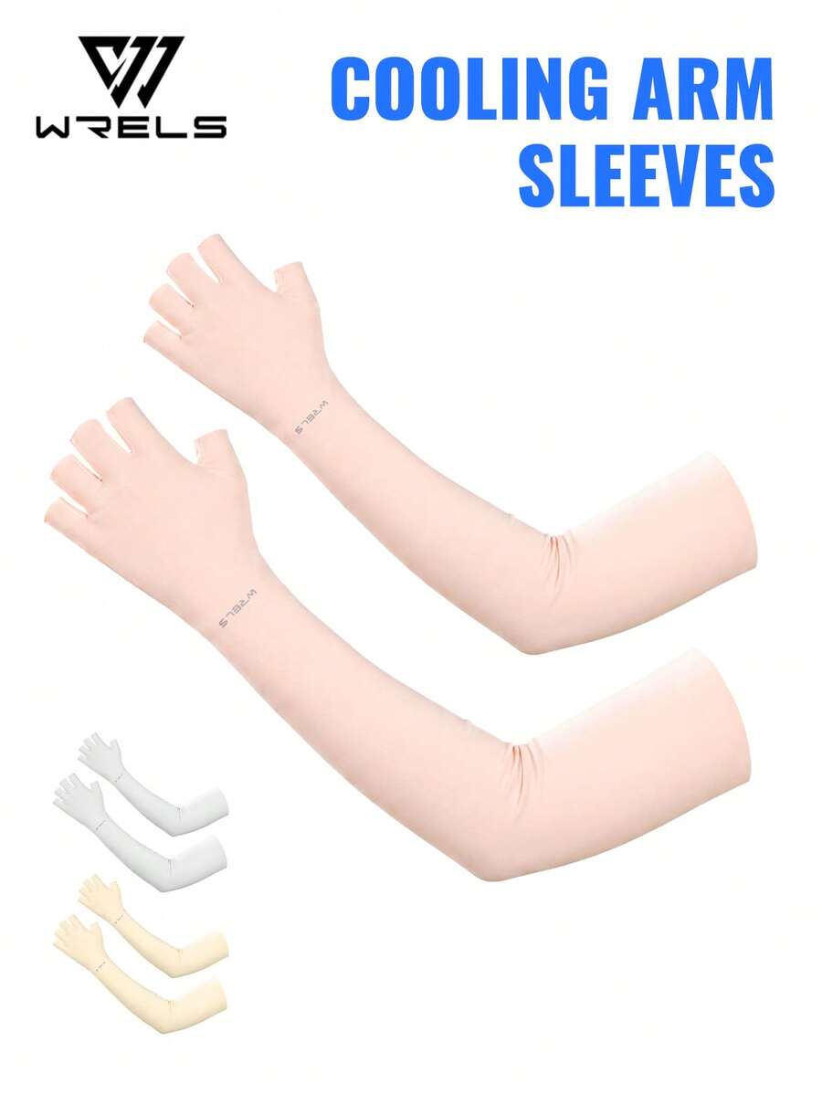 1 Pair WRELS Long Fingerless Touchscreen Gloves, Women's Fitness, Extended Arm Guard, UV Protection