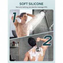 Water Saving 30% High Pressure Hand Held Shower Head With Built-In Filtration, 3 Function Settings, 1.5 Metre Hose And Silicone Massage Nozzle For Pleasant Shower Routine - A - View 7