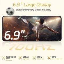 Android 15 Smartphone entsperrt, 6,9" HD Display, 16GB RAM 1TB Speicher, 108MP Kamera, 8000mAh Akku, Dual SIM Mobiltelefon - SCHWARZ-1 - Übersicht 3