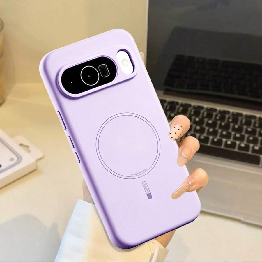 磁吸式液态硅胶手机壳，兼容 Pixel 6、6a、6 Pro、7、7a、7 Pro、8、8a、8 Pro、9、9a、9 Pro、10、10a、10 Pro、10 Pro XL - 草紫色 - 查看 1