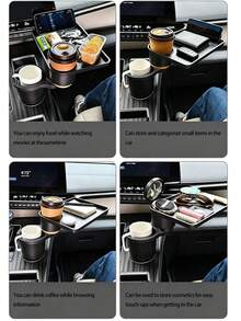 2-In-1 Multifunctional Car Cup Holder Expansion Tray, Car Beverage Cup Holder Expansion Bracket With Storage Tray, Car Food Tray Organizer, Fits Cup Holders Up To 75mm Diameter - A - View 3