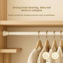 1PC Metal Drill-Free Shower Curtain Rod, Telescopic Rod, Adjustable Color, White, Black, Grey, Silver Available, Can Be Used As Curtain Rod, Wardrobe Rod, Clothes Drying Rod, Suitable For Living Room, Door, Window, Bathroom, Balcony And Other Multiple Scenes - 25 Phnom Penh - View 7