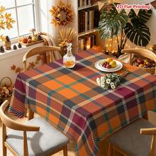 1/2pcs Autumn Tablecloth, Orange Red Burgundy Black Plaid Polyester Fabric Tablecloth, Rustic Farmhouse Style Autumn Thanksgiving Decor Suitable For Kitchen Dining Room Coffee Table Dining Table Picnic Camping Tabletop Protection And Holiday Decoration - Multicolor - View 12