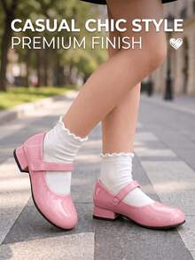 1 Pair Pink Fashionable Children's Mary Jane High Heels, Elegant Princess Shoes For Girls, Suitable For Weddings, Parties, Back To School, Spring And Autumn Daily Wear - Pink - View 2