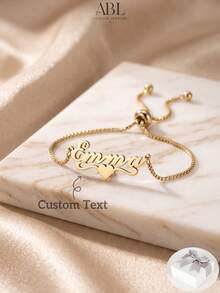 Exquisite Customized Text Bracelet Suitable For Women And Girls. Made Of Adjustable And Personalized Stainless Steel Material, Fashionable And Versatile, It's An Ideal Gift For Friends And Family. The Design Is Stylish And Suitable For Various Occasions Such As Autumn, Casual, Vintage, Classic And Minimalist. - Multicolor - View 1