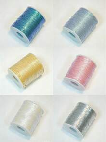 1 Roll Iridescent Sparkle Crochet Thread, 80g Shiny Metallic Crochet Yarn For Hand Knitting, DIY Macrame Braiding Craft String For Bag Making - 80g - View 4