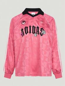 Adidas Originals Women's VDAY JRSY WPOLO Knit Collar Long Sleeve T-Shirt KY2021 - Pink - View 1