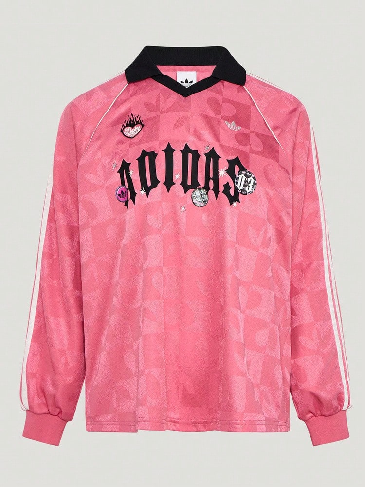 Adidas Originals Women's VDAY JRSY WPOLO Knit Collar Long Sleeve T-Shirt KY2021 - Pink - View 1