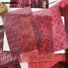 12入/組 半透明高級酒紅深色圖案英文字體硫酸紙 復古深紅字體素材 硫酸紙手帳裝飾 DIY Junk Journal 日記本素材紙 信封賀卡裝飾 (2D平面 A5) - A - 查看 11