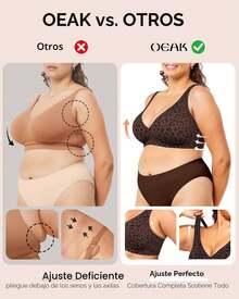 Sujetador sin aros para mujer, sin costuras, con estampado de leopardo rosa, copa completa, suave, con soporte de molde fino, transpirable y con efecto realzador de busto en V profundo. - Multicolor - Ver 11