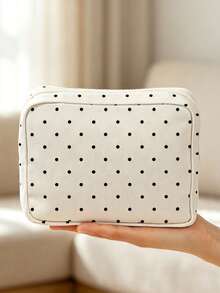 New Polka Dot Pattern Printed Makeup Bag, Portable Zipper Storage Bag, Toiletry Bag, Suitable For Daily Use/Outdoor/Travel, Convenient To Carry, Can Organize Cosmetics, Phone And Other Small Items, Travel Essential, Christmas Gift, Personalized Gift Bag, Teacher's Day Gift, Small Gift Exchange, Room Decoration, Random Polka Dot Density - Multicolor - View 14