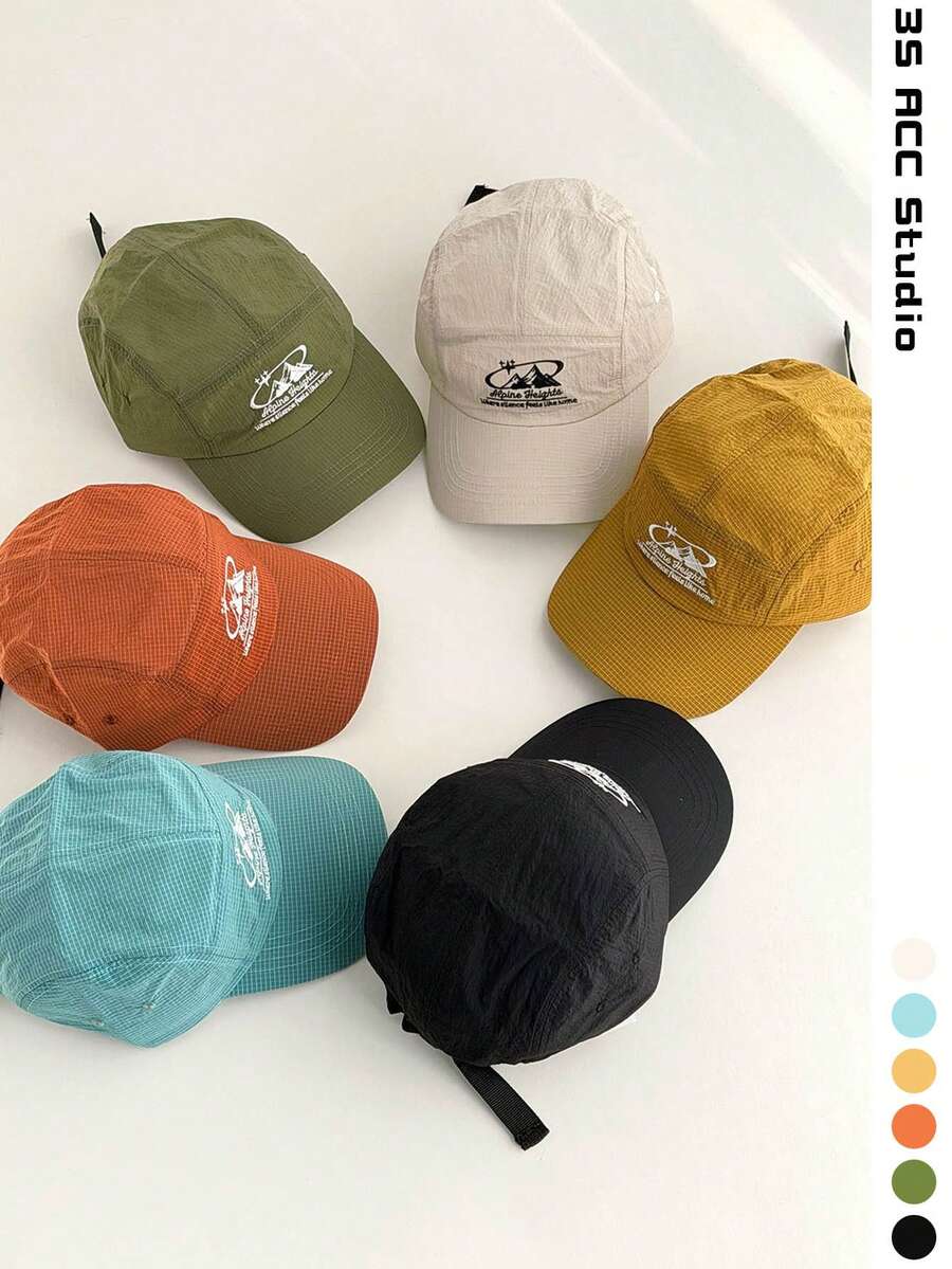 1pc Women's Soft Top Letter Embroidered Yellow Baseball Cap, Spring/Summer New Style, Quick-Dry Breathable Sun Protection Duck Bill Hat, Color Block Thin Cap, UV Protection