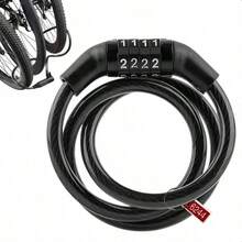 1pc Bicycle Combination Cable Lock Waterproof Anti-Theft Lock 4-Digit Code Bike Lock Motorcycle Electric Scooter Ring Lock - Black - View 2