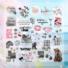 New Silver Lucky Girl Embossed Sticker Decal For Phone Case, Refrigerator, Planner, Diary, Guitar, Scrapbook, Planner, Luggage, Helmet, Skateboard, Laptop, Self-Adhesive - Multicolor - View 5