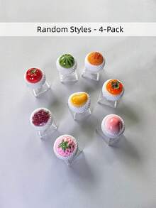 4/6/8 piezas Teclas de teclado de computadora con diseño de frutas simuladas, cubiertas decorativas para teclas - Ver 6