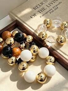 1 Buah Gelang Kayu Buatan Tangan Ukuran Besar dan Berlebihan, Unisex, Kombinasi yang Dapat Disesuaikan, Bahan Resin Warna Amber, Modis dan Elegan, Cocok untuk Pemakaian Sehari-hari dan Hadiah untuk Pasangan dan Teman - Multiwarna 3 - View 5