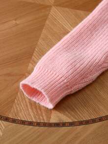 Girls Cute Solid Color Lace Collar Long Sleeve Knitted Cardigan Sweater, Suitable For Casual Daily Wear In Spring, Autumn And Winter - Pink - View 5