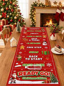 1件裝聖誕紅色遊戲計分捲軸，聚酯纖維 150*50cm 聖誕版 Ready Go 滾動遊戲道具，附卡通文字、聖誕老人、聖誕樹、雪人、薑餅人圖案，家庭聖誕派對互動道具，聖誕快樂裝飾，聖誕裝飾，冬季室內外居家裝飾，節日派對裝飾，聖誕禮物，適合生日派對、公司活動、家庭聚會與團隊建設 - 聖誕A款 - 查看 10