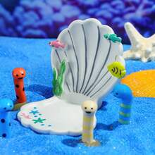 1 Set Summer Cartoon Ocean PVC Landscape Decor, Fun Eel Shark Mouth Shell Shaped Pen Holder, Aquarium Fish Tank Micro Landscape Decoration, Student Computer Desk Creative Storage Mini Ornament - A - View 3