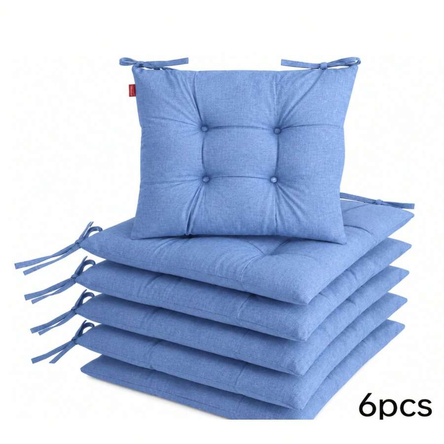 Set Of 6 Puffy Soft Square Chair Cushions – 40x40 Cm İN DER TURKEI - Cadet Blue - View 1