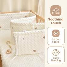 1pc Baby One-Piece Fleece Bed Guardrail, Soft Anti-Fall Bed Bumper For Infants And Children, Children's Bed Animal Embroidery Pattern Protective Rail - 240CM - View 5