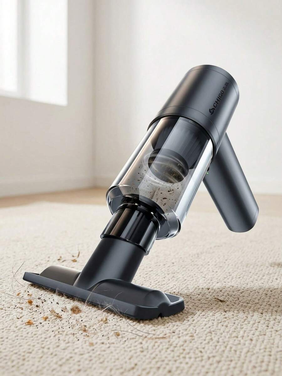 CHIGO 8pcs Set Zhisheng Handheld Vacuum Cleaner Replacement Heads, High Power Mini Handheld Vacuum Cleaner With Strong Suction To Clean Floor Mats, Sand And Stubborn Dust, Dual Use For Car And Home, Compact And Easy To Store Without Taking Up Car Storage Space - Multicolor - View 1