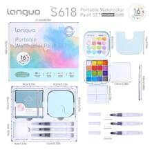 Languo 1pc 16 Colors Watercolor Paint Set, 5 Color Palettes & 2 Set Options, Solid Watercolor, Portable Full Set, Watercolor Paint, Sketching, Hand-Drawn Graffiti, Suitable For Beginners And Artists - Sets - View 2