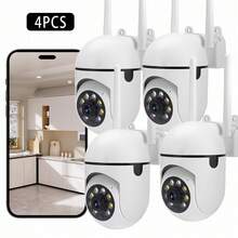 4pcs 1080P Full HD Wireless WiFi Smart Home Security Camera, CCTV Camera With Night Vision, Pan-Tilt, Motion Tracking, Suitable For Elderly Care, Pet Monitoring, 2-Way Audio, USB Powered, Compatible With IOS And Android, Great For Home, Pet Camera, And Gift - White - View 2