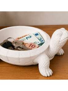 1pc White Turtle Storage Tray, Entryway Key Holder, Nordic Style Desktop Decor Ornament - Multicolor - View 3