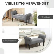 Bed Bench, Upholstered Bench, Seating Bench, Bedroom Entryway Bench, Max Load 130 Kg, Voile Fabric, Dark Grey, 102 X 36 X 51 Cm - Dark Grey - View 7