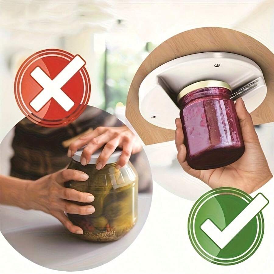 1pc Can Opener Set, Heavy Duty Rotary Plastic Can Opener With Ergonomic Handle, Adjustable Multi-Size Lid Grip Tool, Manual Bottle Cap Opener, Kitchen Gadget, Easily Open Cans, Bottles And Jars, Modern Kitchen Tool, Home Cooking Essential