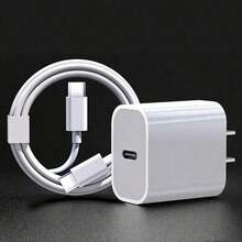 20W Fast Charging Set: USB C Wall Charger + 3.3Ft/100cm USB C To Type C Cable, Compatible With IPhone 17 Pro Max/17 Pro/17/16/15 Pro Max/15 Pro/15 Plus/15, Type-C Devices - US A Type Plug(110-127V) - View 1