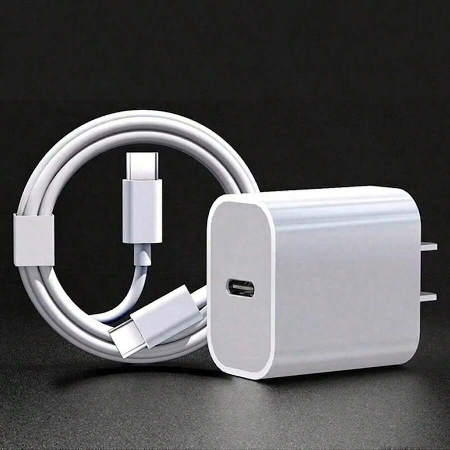 20W Fast Charging Set: USB C Wall Charger + 3.3Ft/100cm USB C To Type C Cable, Compatible With IPhone 17 Pro Max/17 Pro/17/16/15 Pro Max/15 Pro/15 Plus/15, Type-C Devices - US A Type Plug(110-127V) - View 1