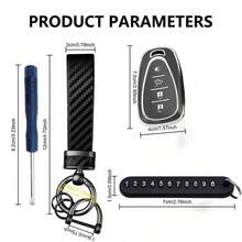 TRTY 1pc Chevrolet Car Fashion Key Case, Premium Soft TPU Smart Key Cover With Carbon Fiber Keychain, 4-Button Protective Cover Compatible With Equinox, Malibu XL, Blazer, Orlando, Cruze, Cruze. With Remote Start Button Compatible With New Cruze, Trax, Tracker Models, Supports Remote Start Key Or Find Car Alert Key, Fashionable And High-End Matching Keychain, Car Key Accessories - Chevrolet 4-button Key Fob Cover - View 4