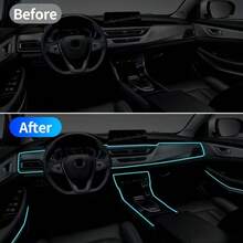 5m Car EL Glowing Wire, USB Plug Powered, Easy Installation, Soft Light Effect Creates Premium Interior Atmosphere, Beautifies Car Interior Space, Practical Car Ambient Decoration Light - A - View 5