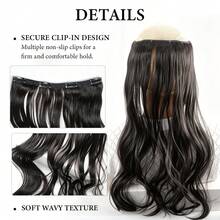 1-Piece Ultra-Lightweight Large Wave Hair Extension | 4 Clips Secure Invisible | Long Layered Curly Hair Volume Booster | Women's Daily Party Voluminous Natural Styling (Seamless Breathable) - Multicolor - View 6