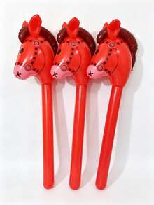 3pcs Inflatable Hobby Horse Stick, 37 Inch Blow Up Pony Toy, Western Cowboy Party Game Props - Multicolor - View 17