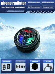 2-In-1 Magnetic Phone Cooler, 3 Working Modes, RGB Lighting, USB-C Powered Gaming Phone Cooling Fan, Compatible With Iphone And Android, White/Black - Black and White - View 16