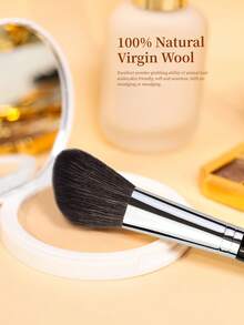 Slanted Cheekbone Blush Brush Contour Brush Multi-Functional Professional Makeup Tool With Wool Bristles For Better Pigment Pickup - Black - View 7
