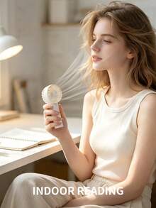 AOYI 1pc 500mAh Rechargeable Portable Handheld Mini Fan With 3 Speed Adjustments, Comes With USB Charging Cable And Lanyard - Multicolor - View 8
