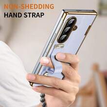 1pc Hadaasi Multicolor All-In-One Flip Protective Case With Built-In Front Tempered Glass Screen Protector, Retractable Wrist Strap, Hidden Kickstand, Full Enclosed Hinge Protection, Luxury Wood-Grain Vegan Leather With Electroplated Gold Trim, Raised Camera Bezel Shockproof Cover Compatible With Samsung Galaxy Z Fold 8 Ultra/Z Fold 7/Z Fold 6/Z Fold 5/Z Fold 4/Z Fold 3 - Multicolor - View 6
