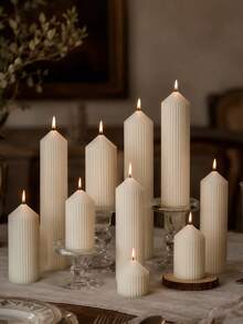 1pc Vintage White Textured Pointed Aromatherapy Candle, 1.97 Inch Diameter (S-4XL Size), Suitable For Home Decor, Photography Props, Desktop Ornament, Gift Idea, Women's Gift, Halloween Decoration - Multiple Styles - View 4