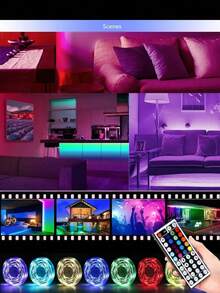 5V USB RGB Colorful LED Light Strip With 44-Key Infrared Remote Control, Color-Changing Flexible Self-Adhesive Light Bar, Suitable For TV Background, Gaming Desk, Bedroom, Home Party Atmosphere Decoration - Multicolor - View 9