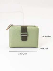 MINGYOU Fashion Soft Textured Handheld Short Wallet Zipper Coin Purse - Green - View 8