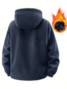 Áo khoác nam có mũ trùm đầu, chất liệu lông cừu Polar Fleece ấm áp, lớp lót dày dặn, khóa kéo toàn thân, thích hợp cho mùa đông. - Xanh đậm - Xem 5